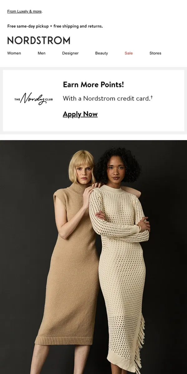 Email from Nordstrom. Versatile sweater dresses