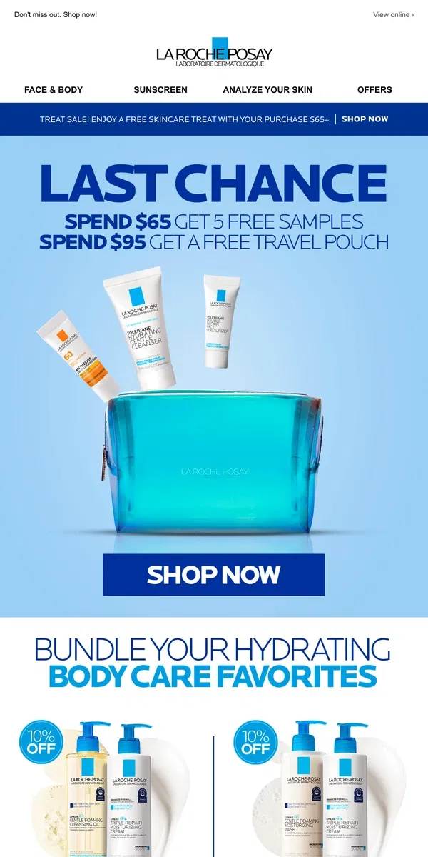 Email from La Roche-Posay. LAST CHANCE | Deluxe samples & more.