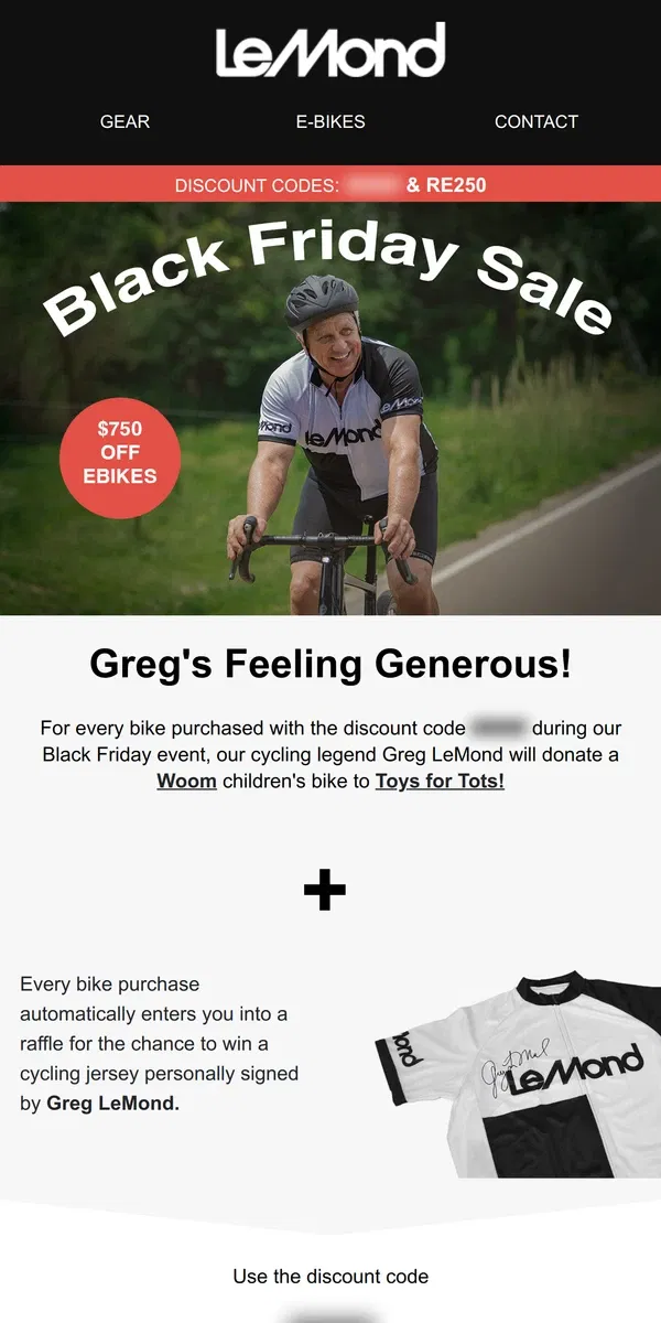 Email from LeMond. Black Friday at LeMond!