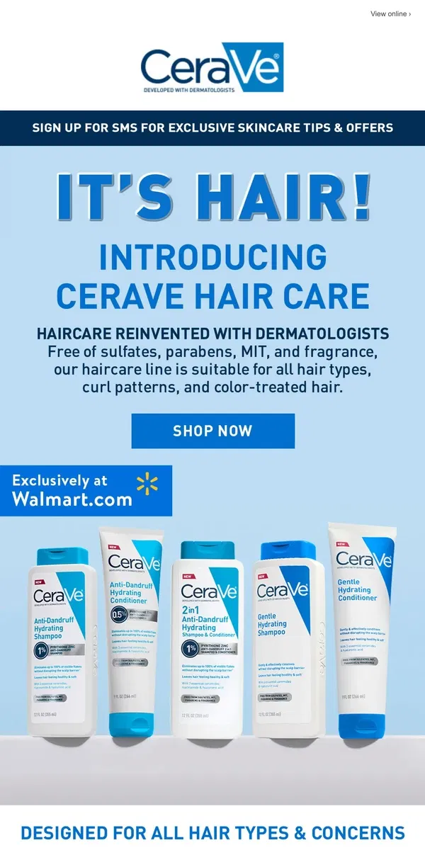 Email from CeraVe. It's HAIR! Introducing CeraVe Haircare