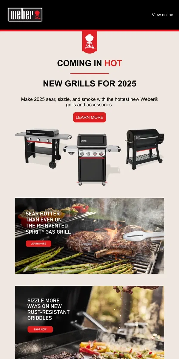 Email from Weber. New grills for 2025 are here 👀