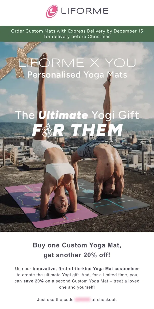 Email from Liforme. The ultimate personalised Yogi gift?