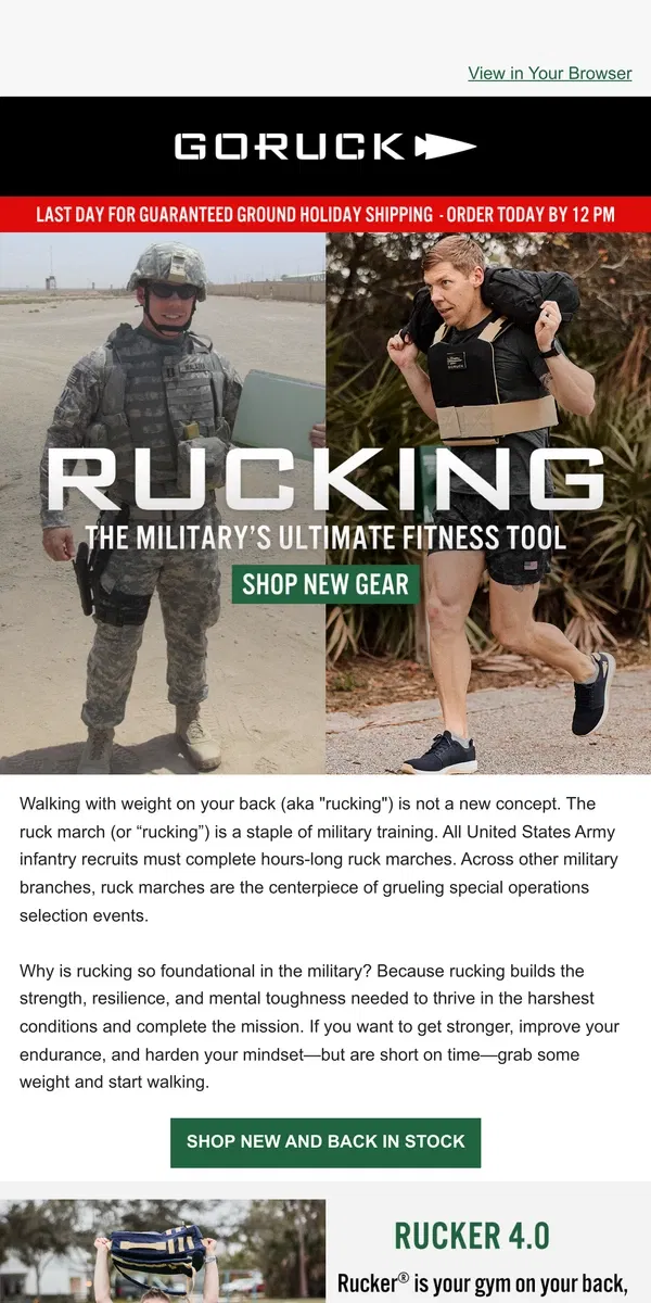 Email from GORUCK. The Military’s Secret to Strength and Resilience