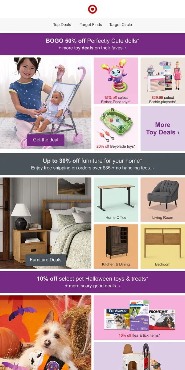 Email from Target. BOGO 50% off Perfectly Cute dolls + more toy deals.