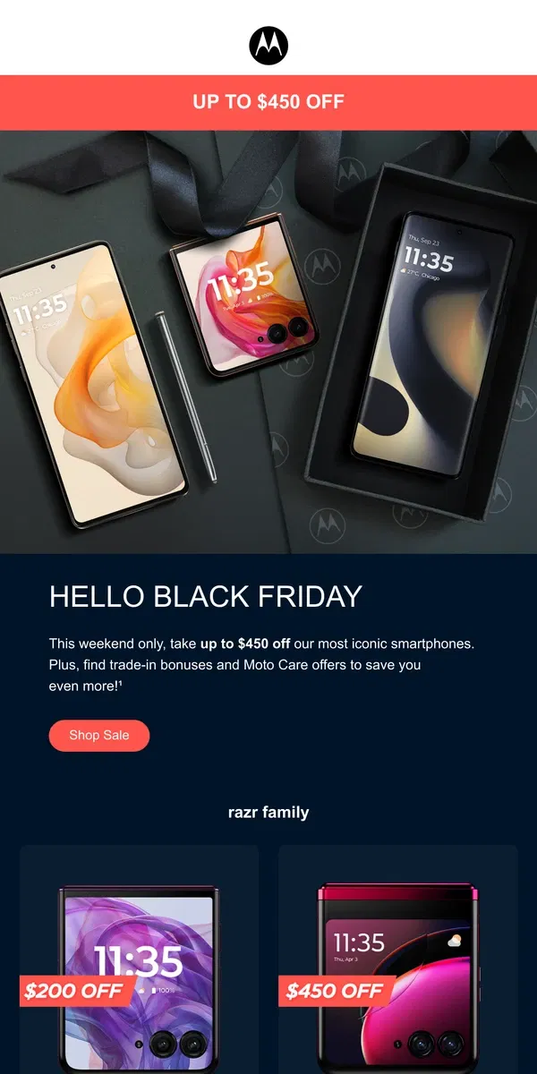 Email from Motorola. HELLO BLACK FRIDAY 🛍️ Moto Shopping Guide