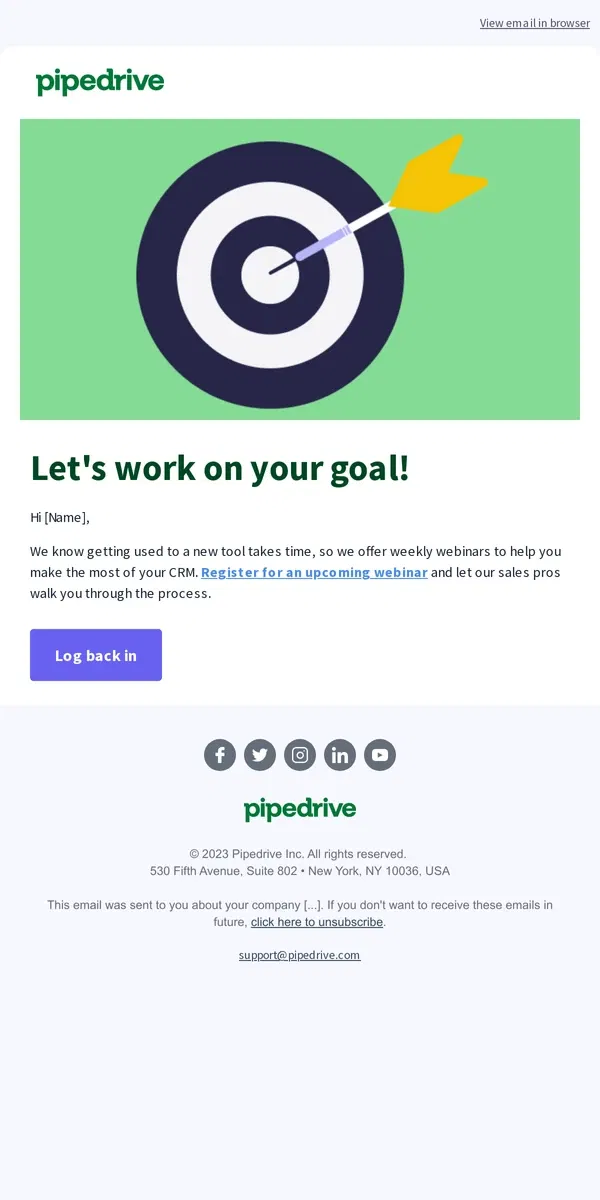 Email from Pipedrive. Let's work on your goal!