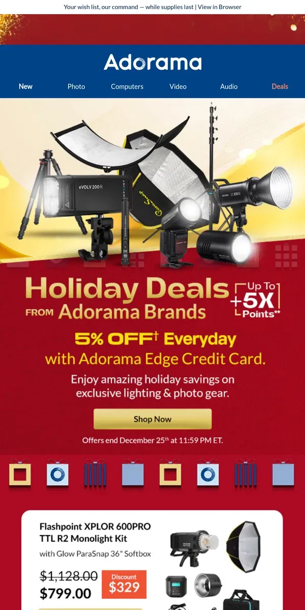 Email from Adorama. Exclusive Adorama’s Brand Deals — Limited Time Only!