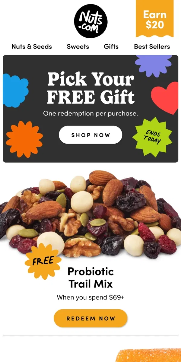 Email from Nuts.com. This is it. FREE GIFT ENDS TODAY