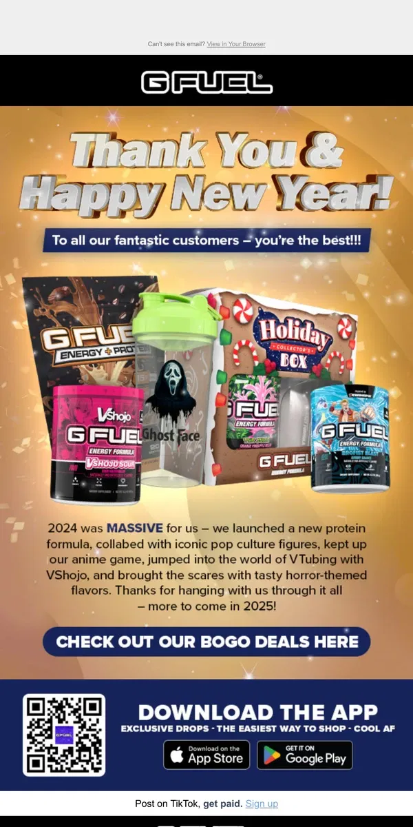 Email from G FUEL. Get Ready for 2025 with G FUEL!