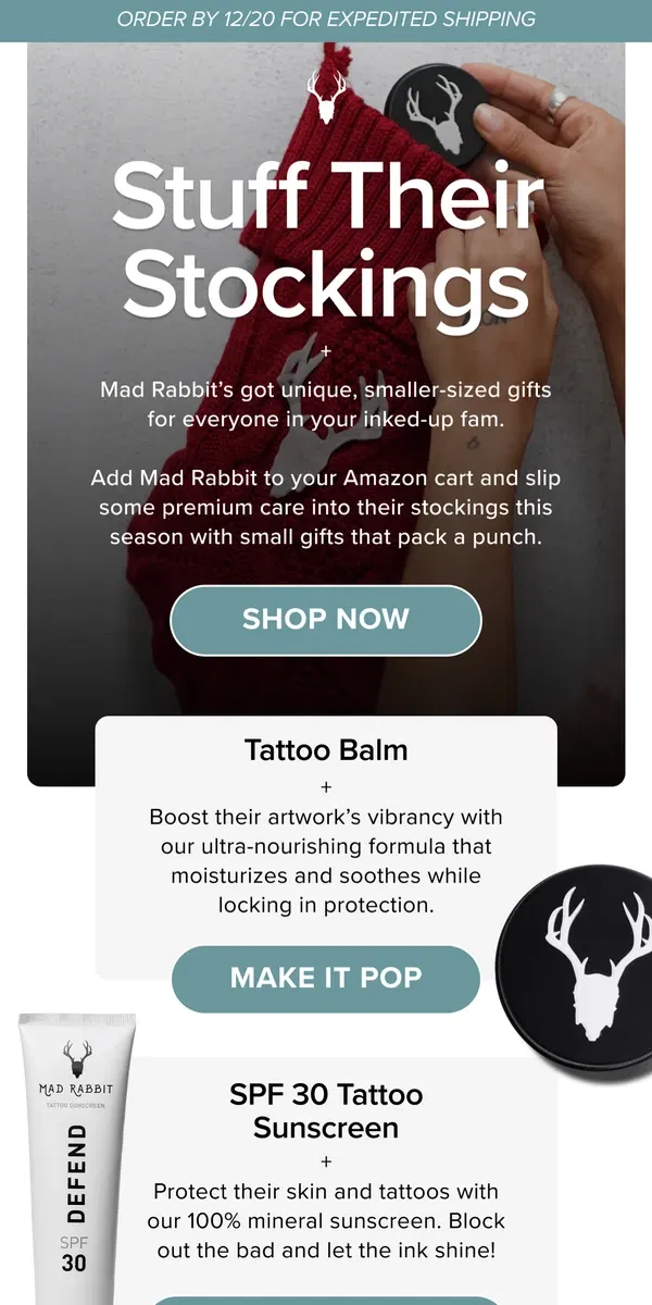 Email from Mad Rabbit. Stocking stuffers for the ink-obsessed