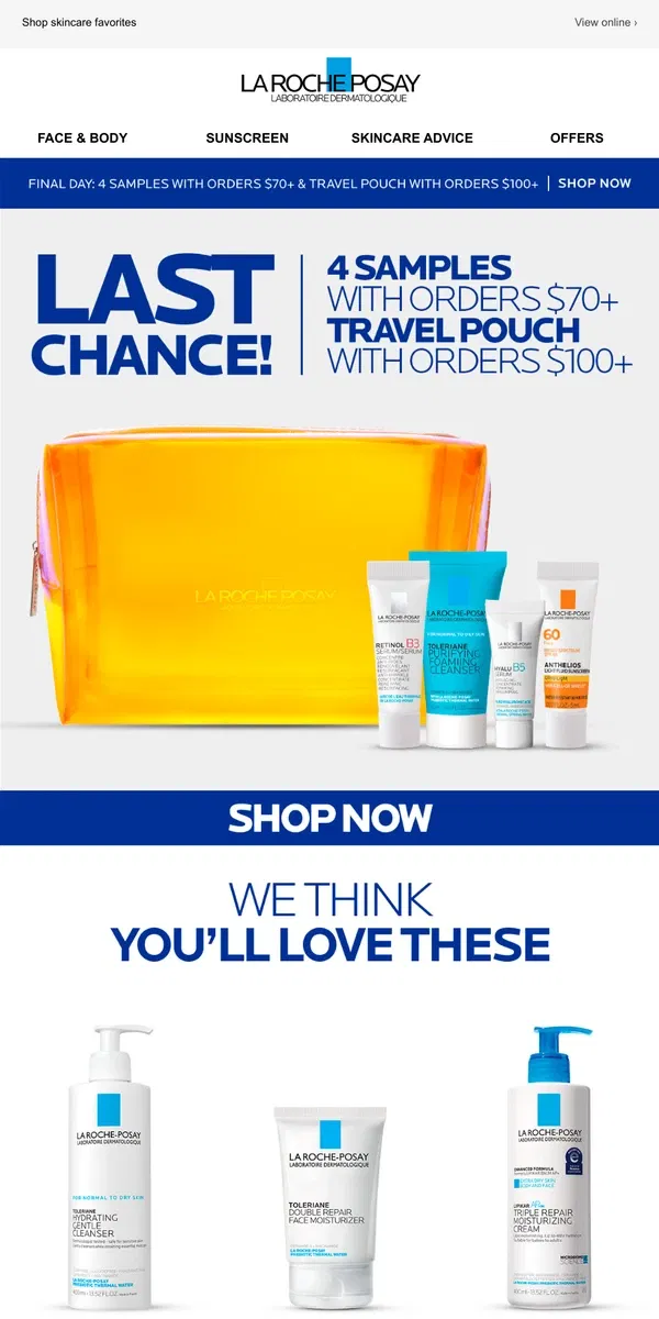 Email from La Roche-Posay. Do you like free skincare?