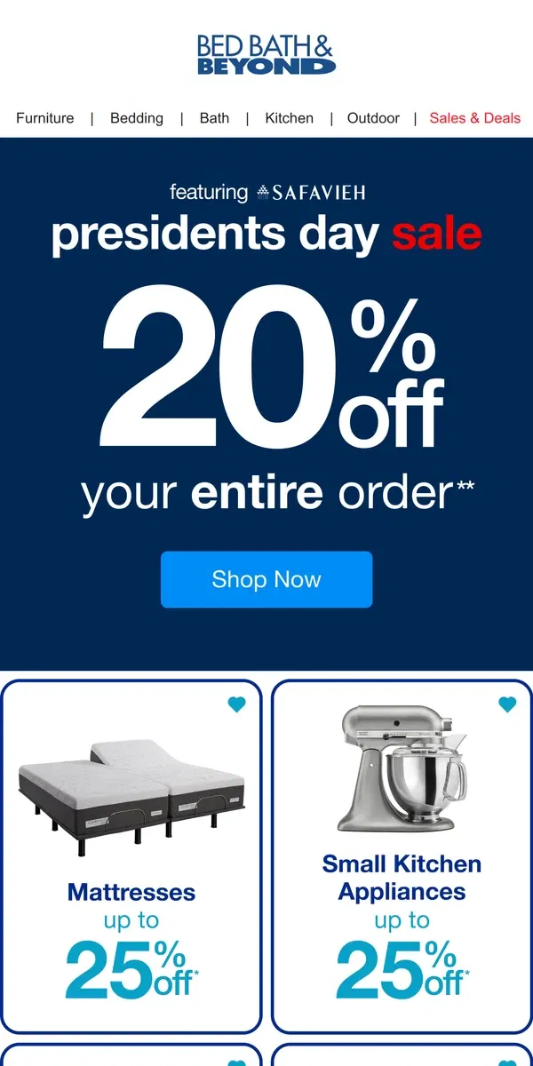 Email from Bed Bath & Beyond. Today Only! 20% Off Your Entire Order 🥳 