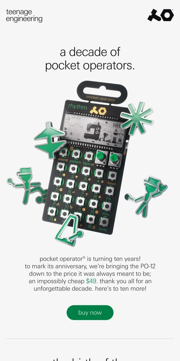 Email from teenage engineering. a decade of pocket operators!