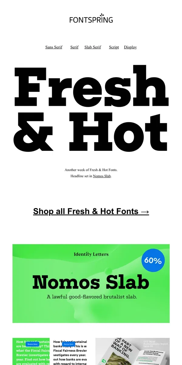 Email from Fontspring. Fresh & Hot | Fontface