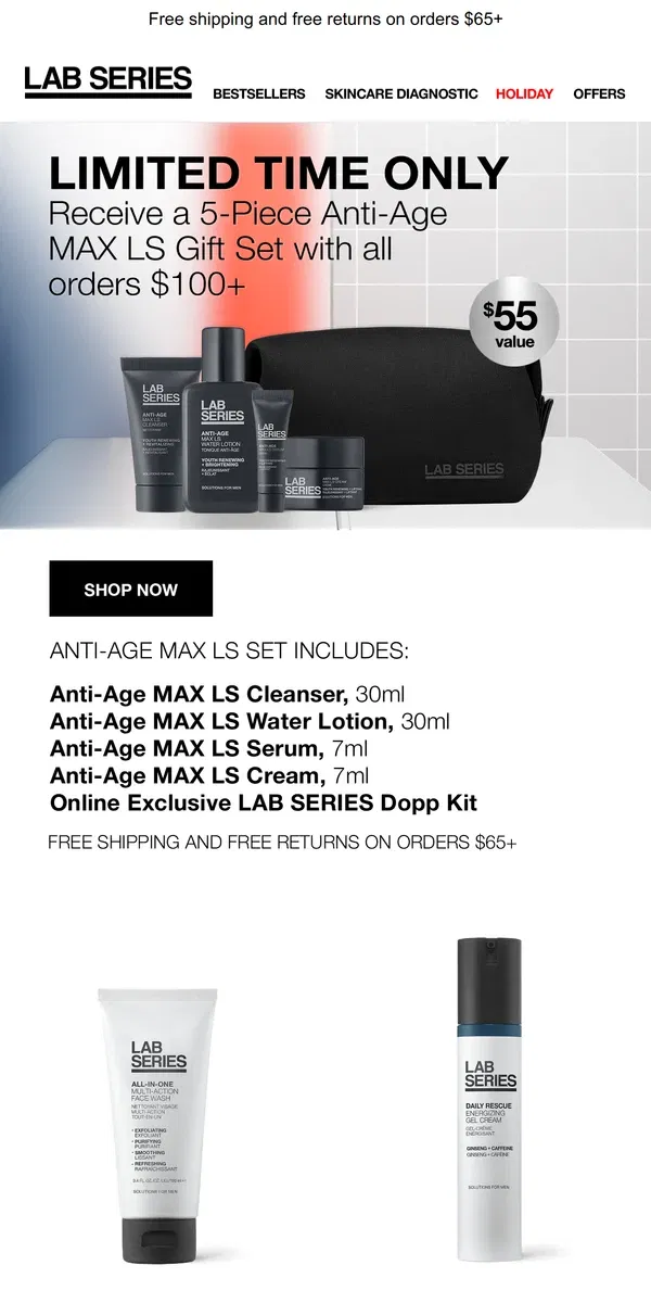 Email from Lab Series. Online Exclusive: 5-Piece Anti-Age MAX LS Set