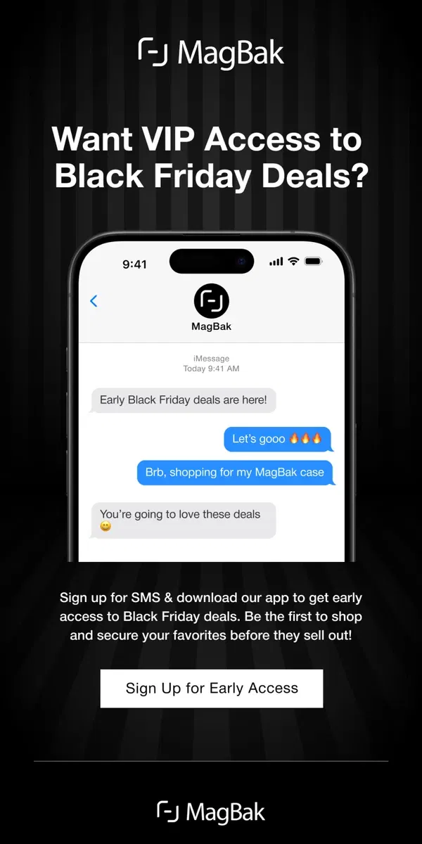 Email from MagBak. Want Early Access to Black Friday Deals? 📱