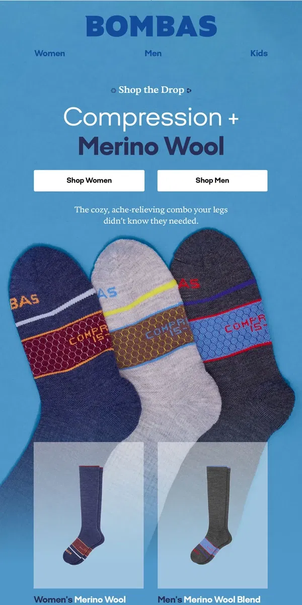 Email from Bombas. Compression Just Got Cozy