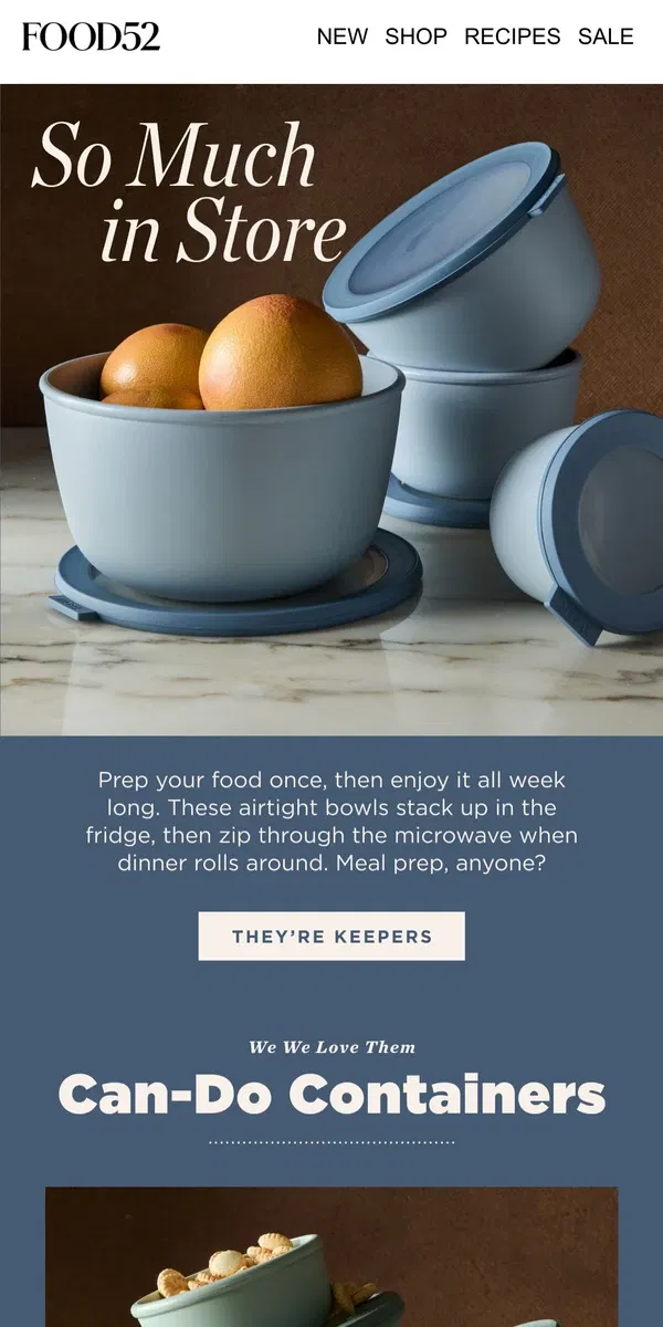 Email from Food52. Master meal prep with these nesting bowls.