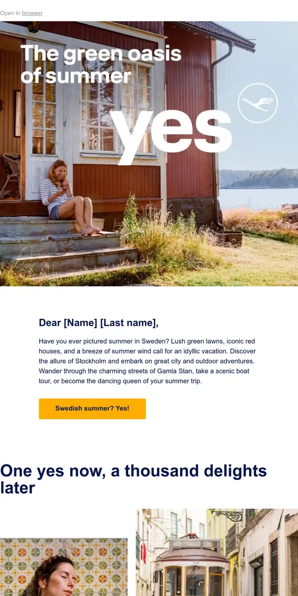 Email from Lufthansa. Our favorite summer escapes