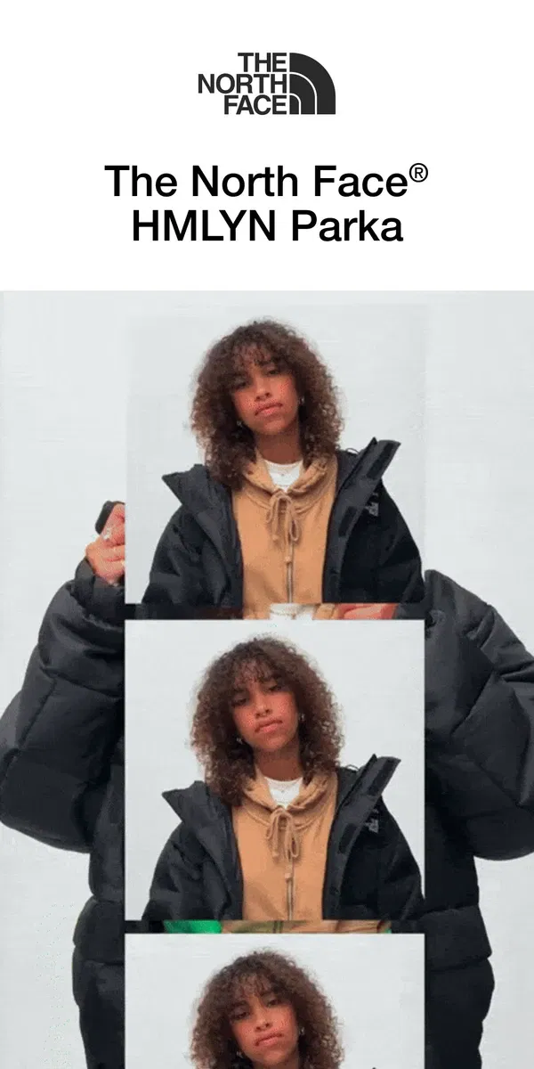 Email from The North Face. The HMLYN Parka: Your key to winter warmth.