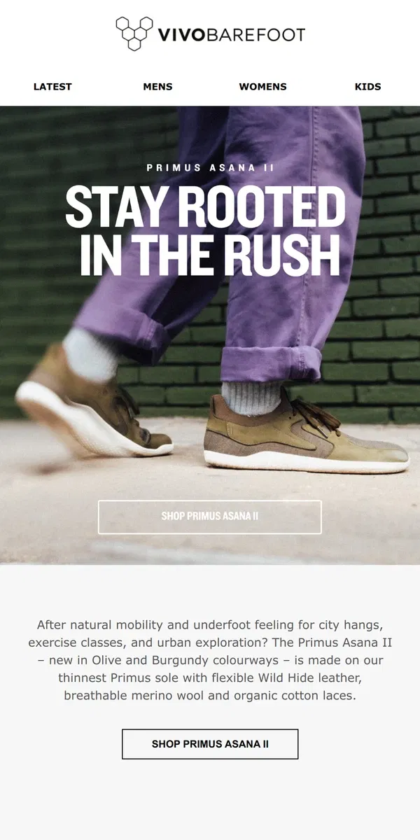 Email from Vivobarefoot. Two new Primus Asana colourways