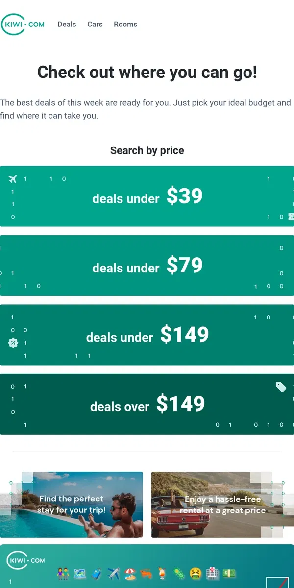 Email from Kiwi.com. We monitor flight prices from New York for you! Today they're under $39