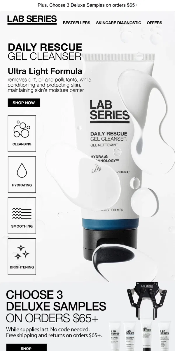 Email from Lab Series. Have you tried our Daily Rescue Gel Cleanser?