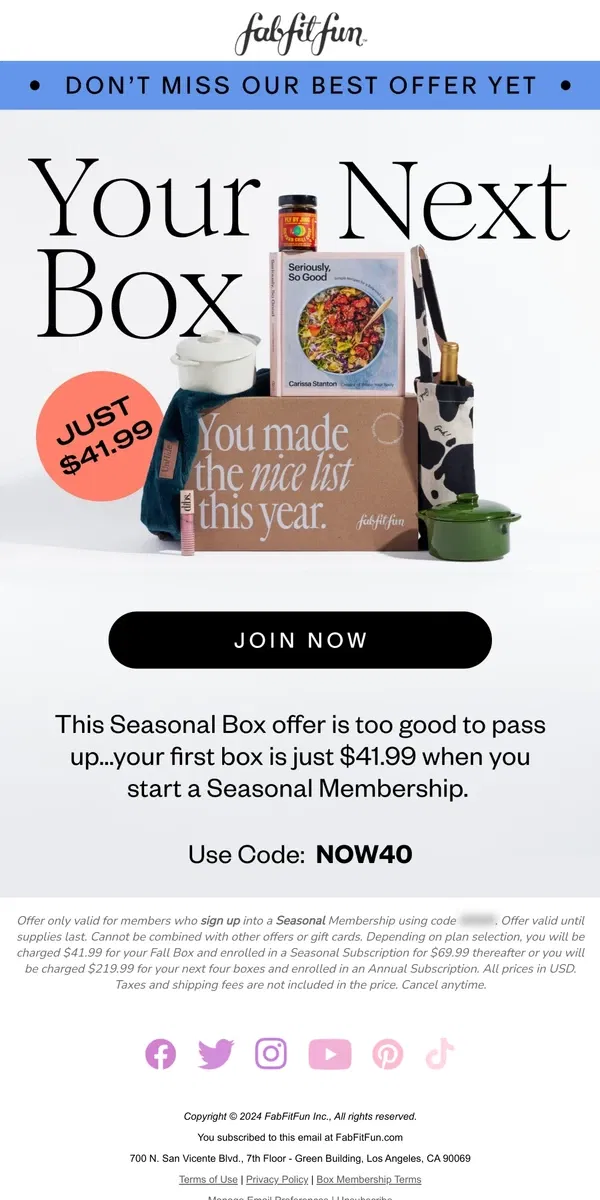 Email from FabFitFun. Better hurry or you might miss this one