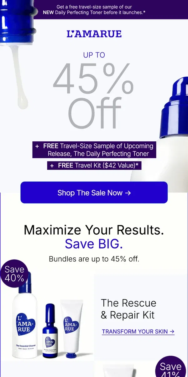 Email from L'AMARUE. 🥳 Up to 45% OFF! Transform Your Skin By Christmas