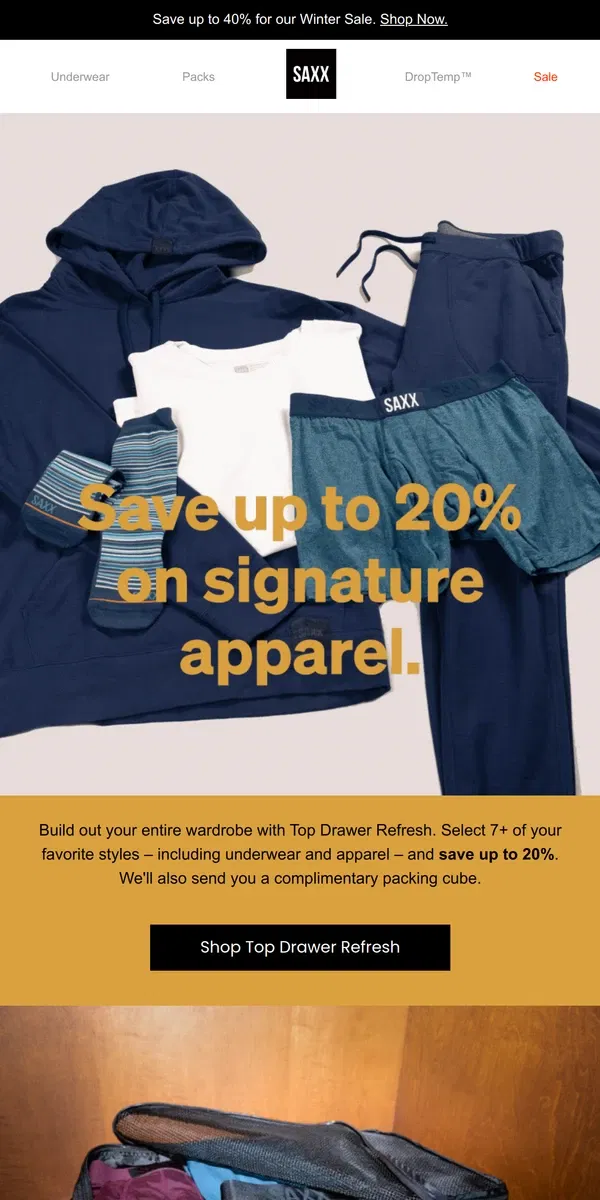 Email from SAXX Underwear. Save up to 20% on underwear and apparel