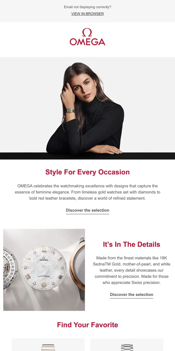 Email from OMEGA. Celebrate Women's Watchmaking