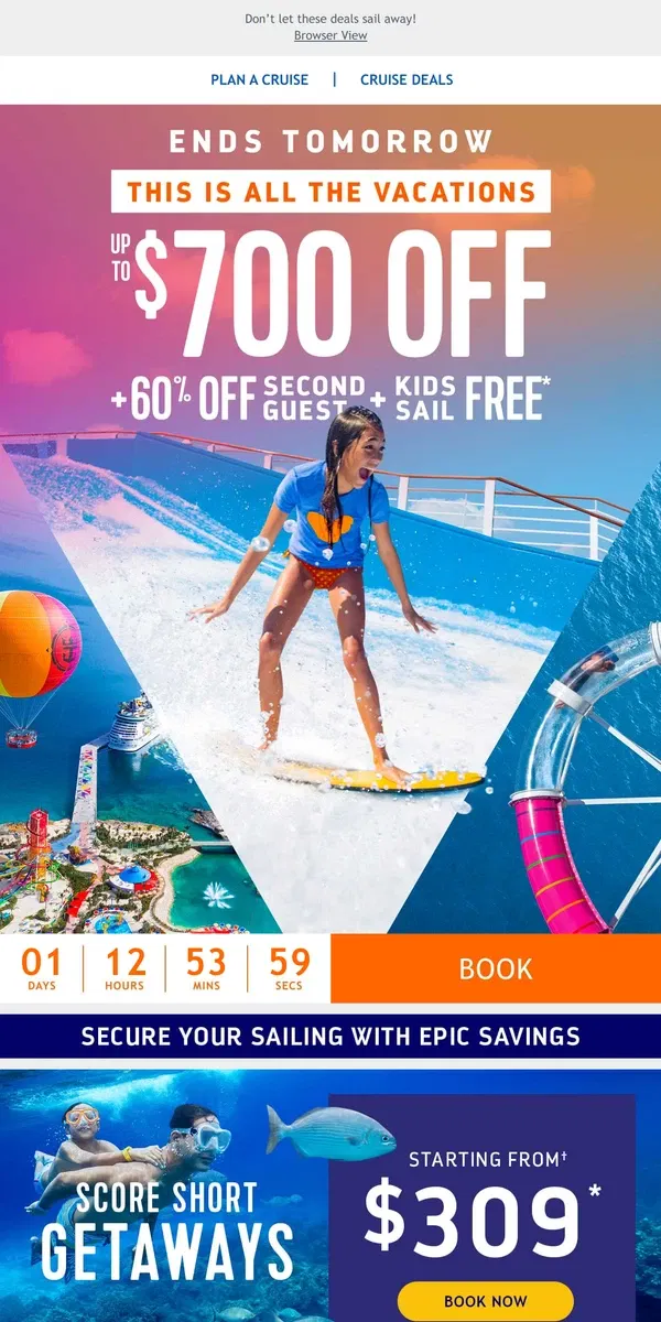 Email from Royal Caribbean. *Weekend Savings Alert* Snag these bragworthy savings before they’re gone