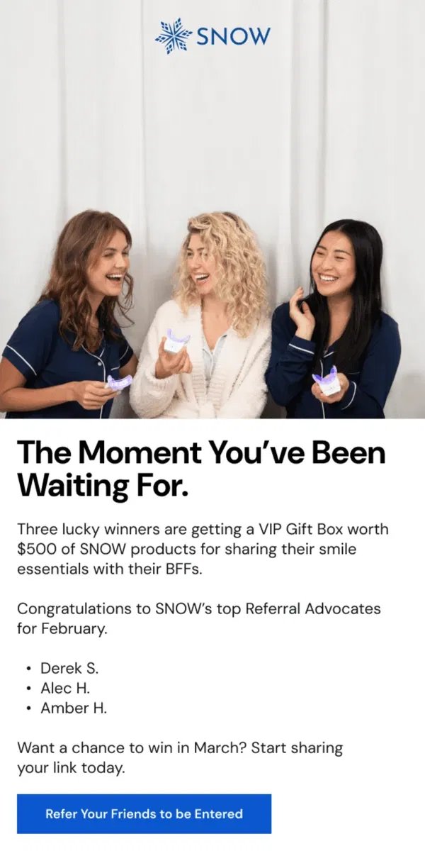 Email from Snow Teeth Whitening. $500 is going, going...