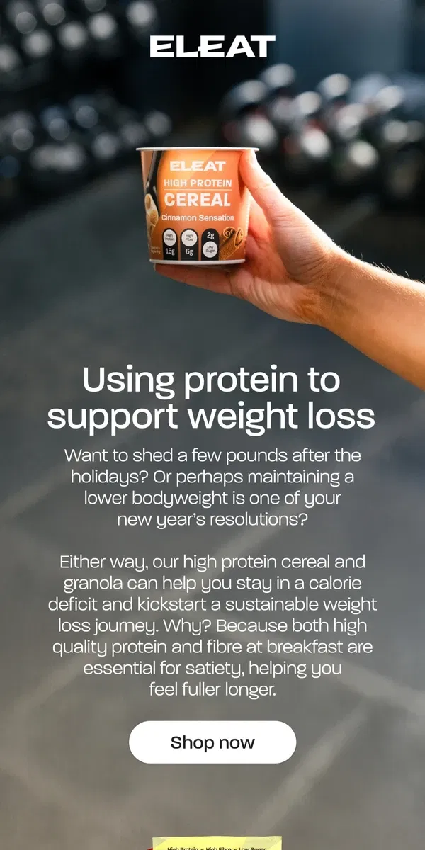 Email from ELEAT. Using protein to support weight loss