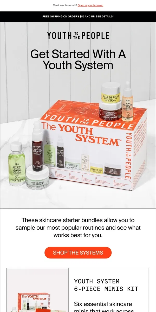 Email from Youth To The People. New to Skincare? Get Started with a Youth System