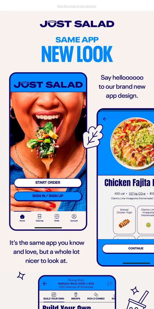 Email from Just Salad. a brand new app design