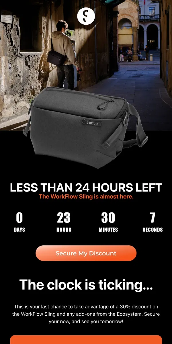 Email from ShiftCam. Less Than 24 Hours Left To The Ultimate Content Creation Companion