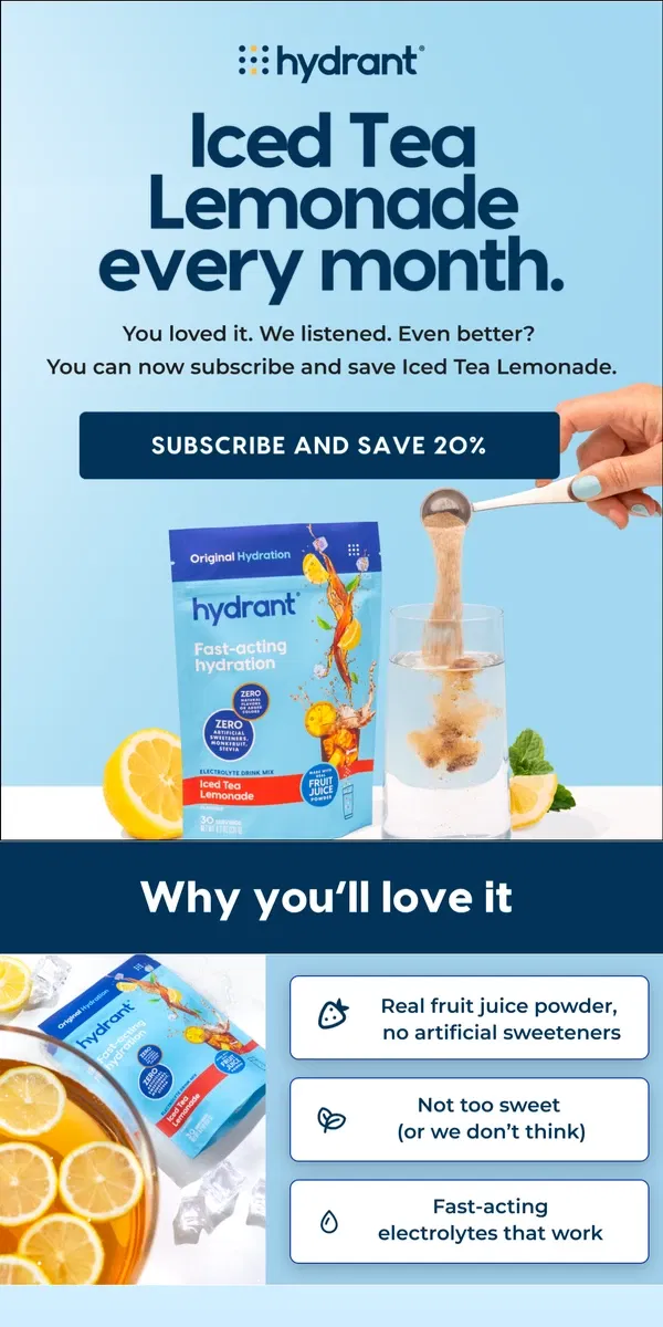 Email from Hydrant. Your Favorite Flavor Just Became a Regular ☀️