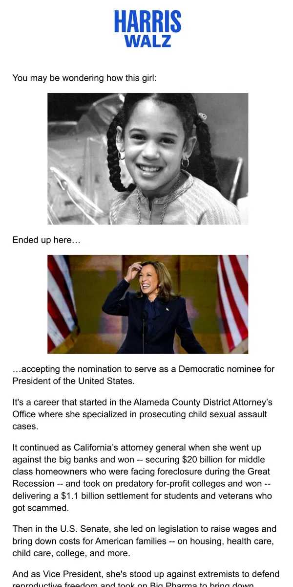 Email from Kamala Harris. Stop. *Record scratch. Freeze frame.*