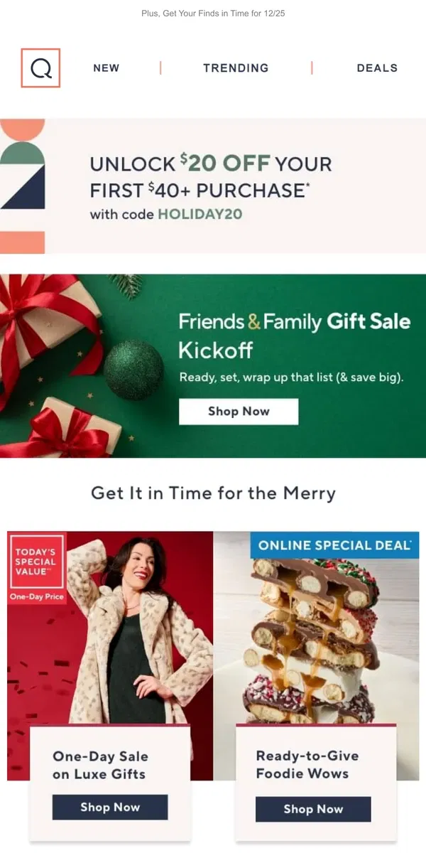 Email from QVC. Sale’s On! Shop for You & Yours