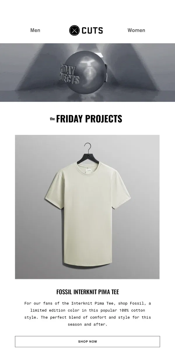 Email from Cuts. NEW Interknit Pima Tee