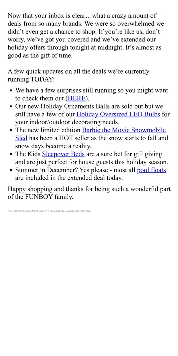 Email from FUNBOY. The Gift Of More Time