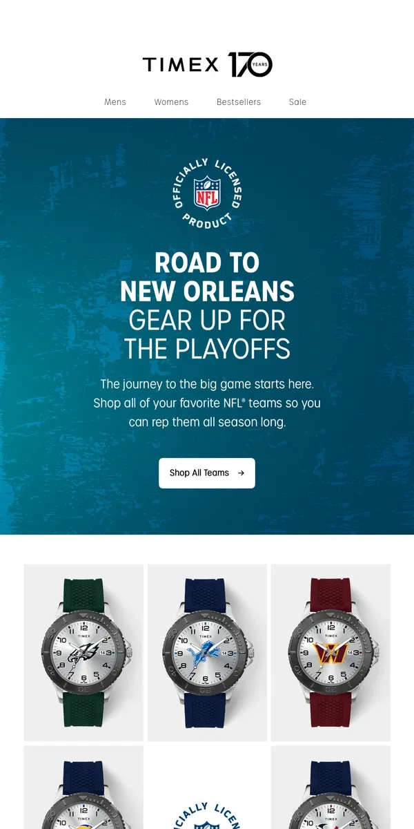 Email from Timex. Gear Up For The Playoffs 🏈