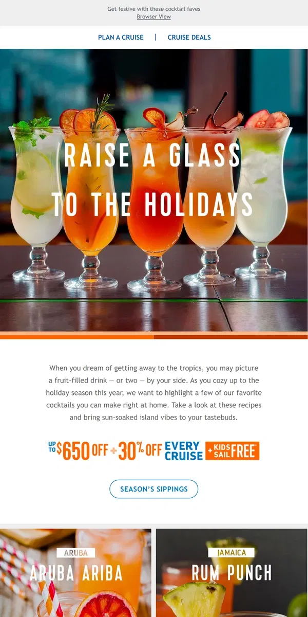 Email from Royal Caribbean. Clink and drink as we toast to the holidays this merry season