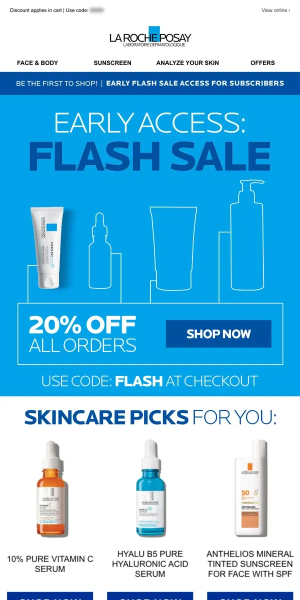 Email from La Roche-Posay. LAST CALL | 20% Off Ends Tonight