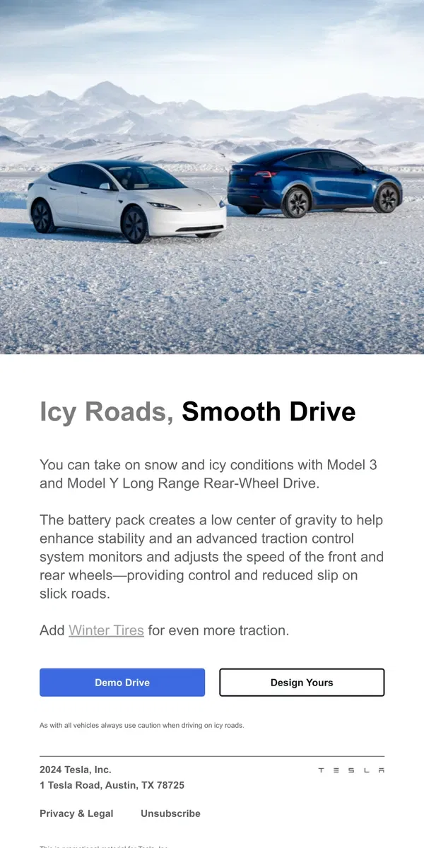 Email from Tesla. Be Winter-Ready Even With Rear-Wheel Drive