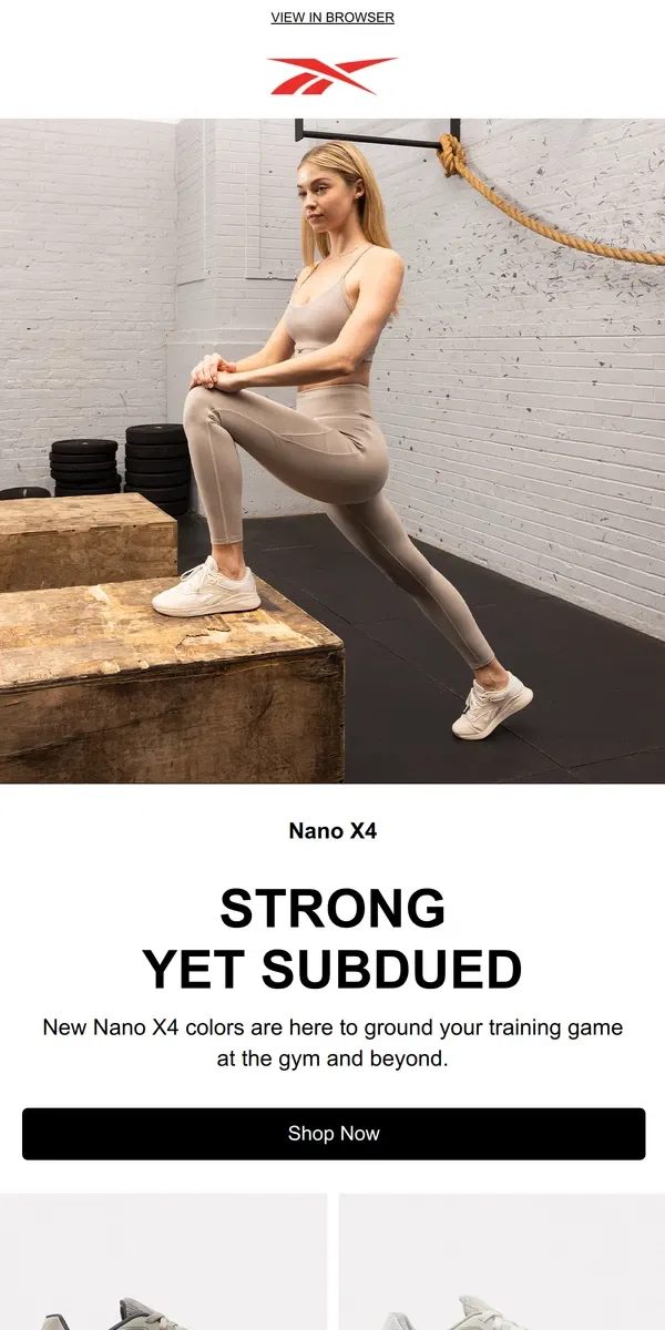 Email from Reebok. Ground your workout