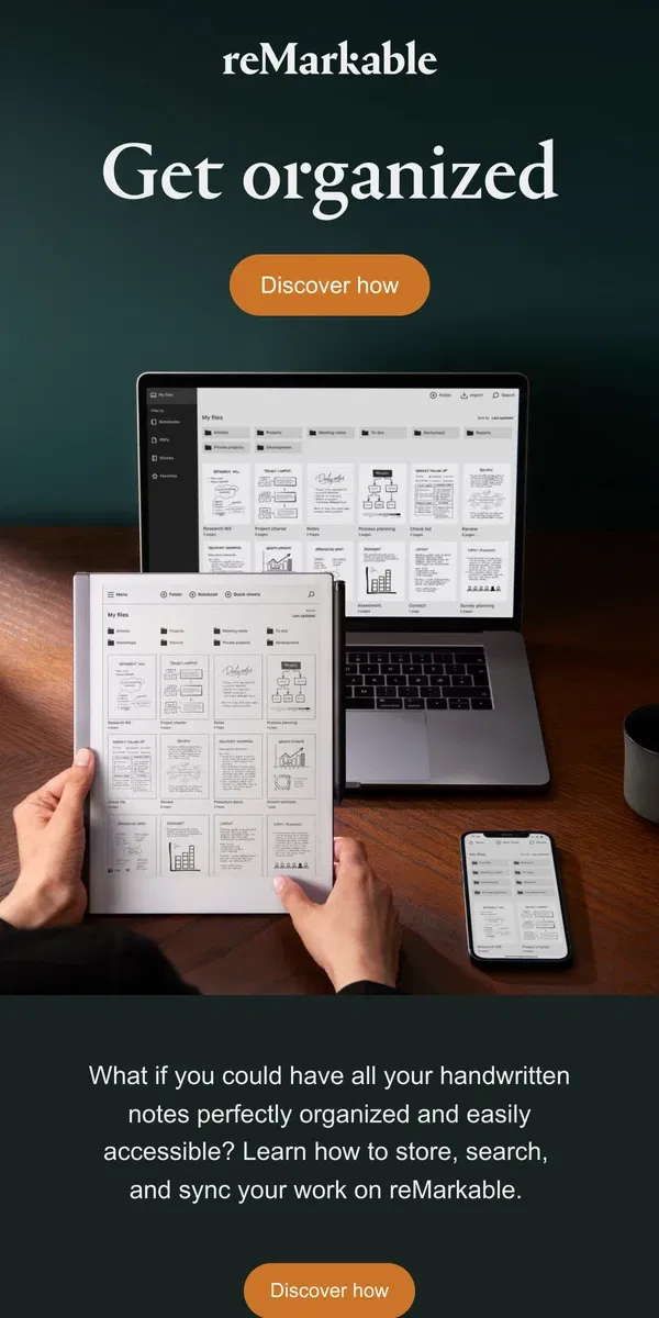 Email from reMarkable. Ready to get organized?
