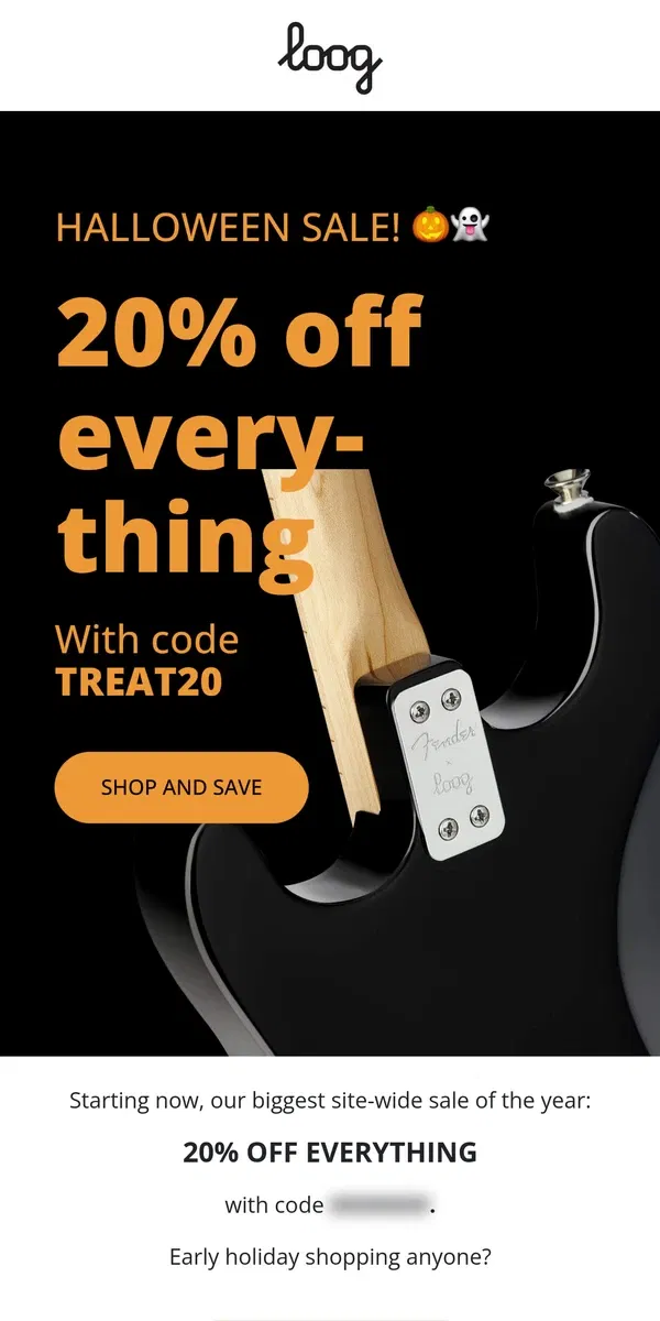 Email from Loog Guitars. 20% off everything starts now!