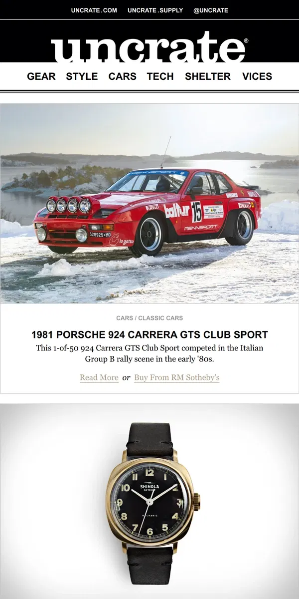 Email from Uncrate. 1981 Porsche 924 Carrera GTS Club Sport & more